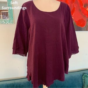 Soft Surroundings Size XL X-Large Purple Cotton Pullover Top Shirt